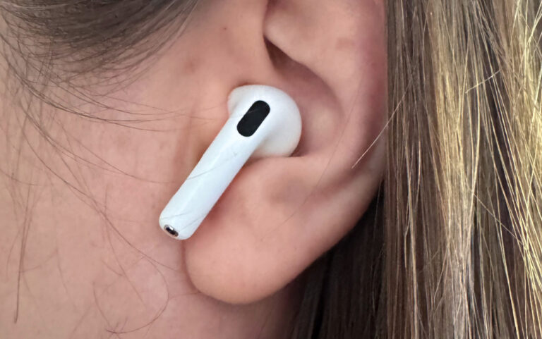 AirPods 4 with Active Noise Cancellation in an ear