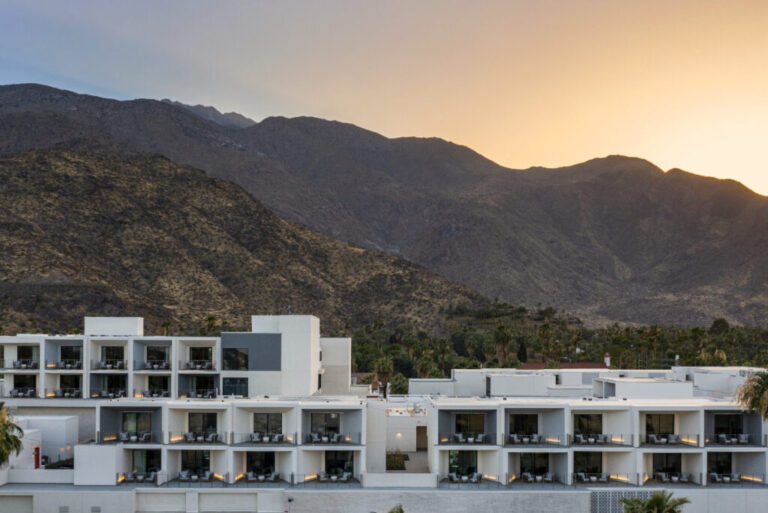 exterior of Thompson Palm Springs hotel from Hyatt Hotels 1024x684