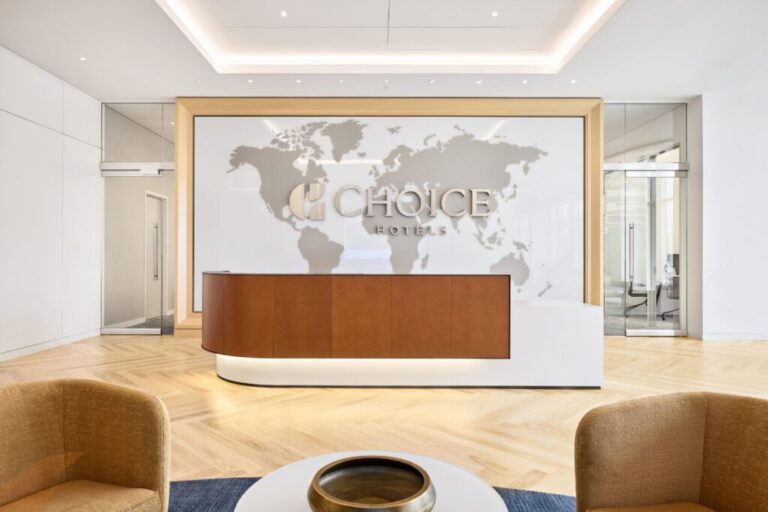 lobby Choice Hotels International headquarters at the Pike Rose development in North Bethesda Maryland 1024x683